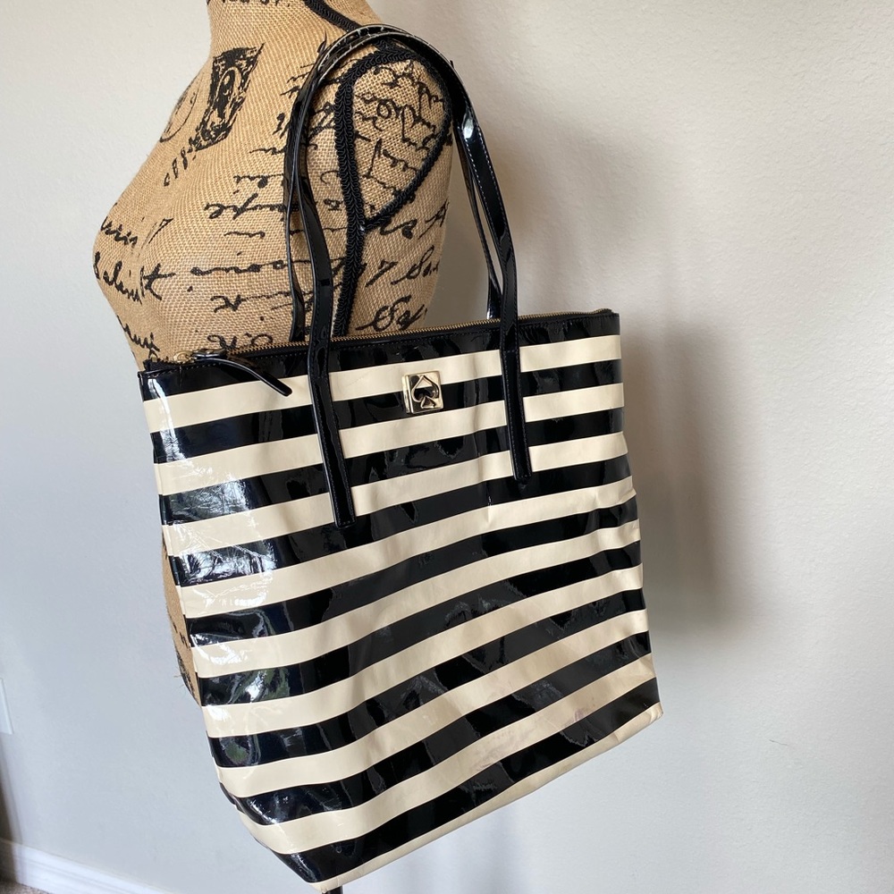 Kate Spade Shoulder Bag Black & Cream Gold Accent